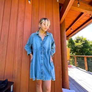 Jean dress with buttons going all the way down! Has pockets which is a plus.
